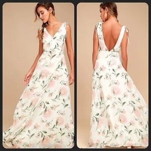 Lulu’s Romantic Possibilities White Floral Print Maxi Dress